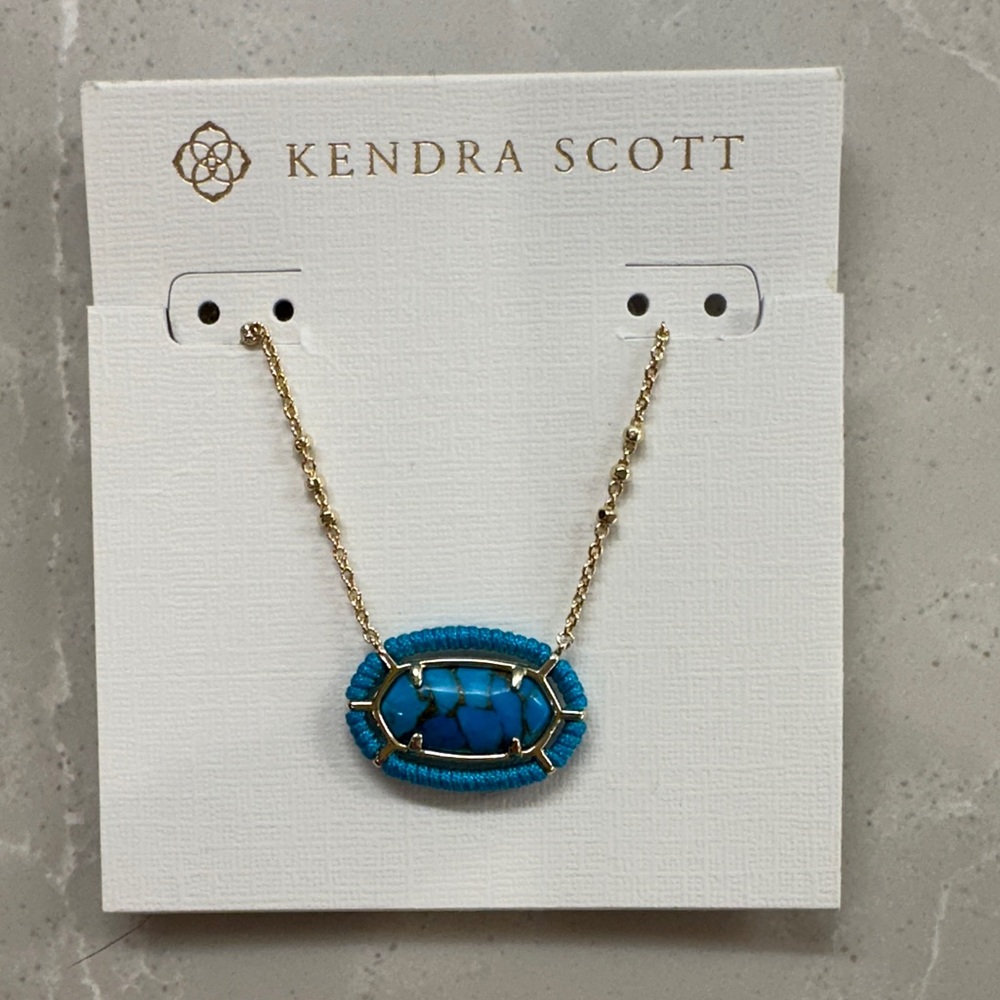 Kendra Scott Turquoise and Gold Threaded Elisa Necklace